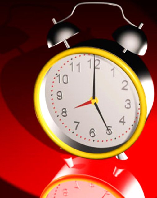 an illustration of an alarm clock on a bright red background