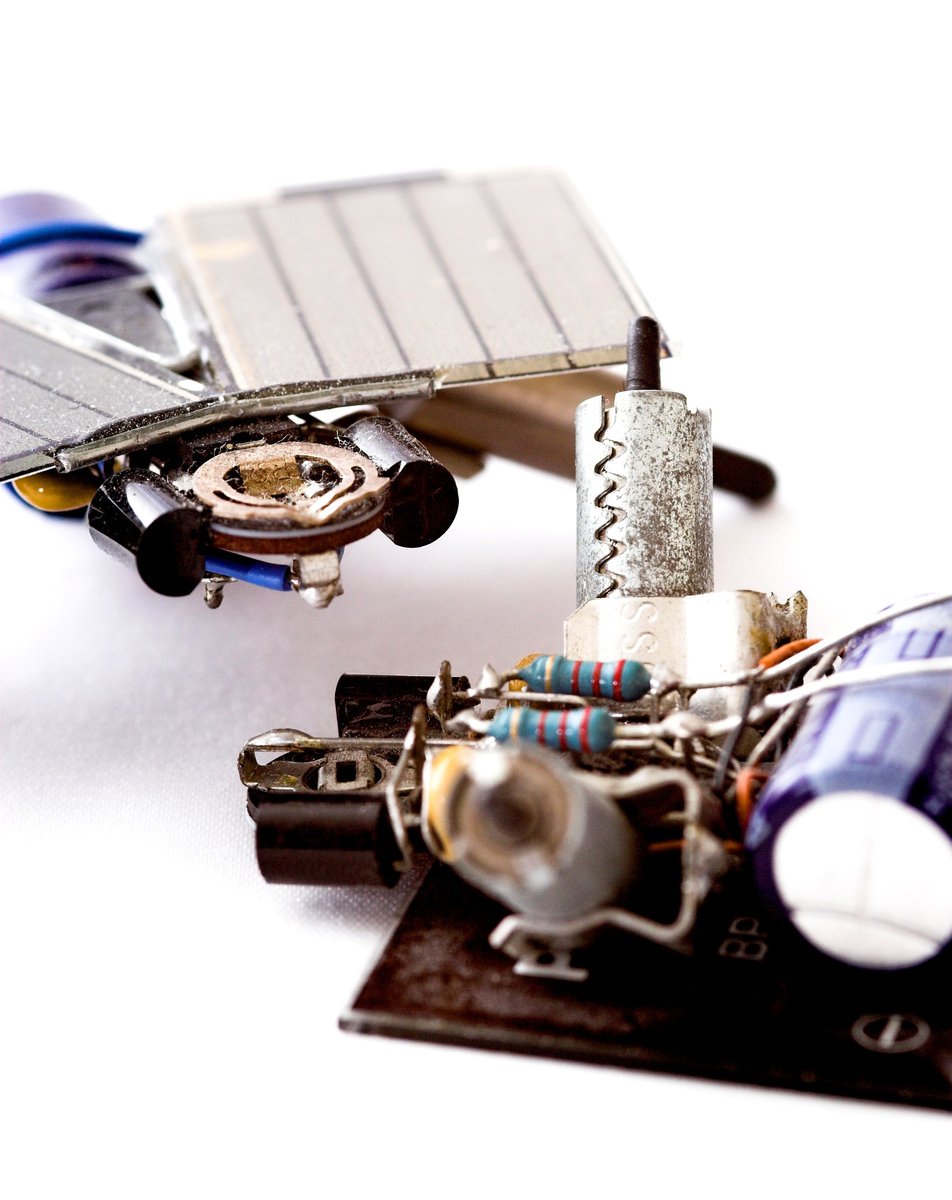 several electronic components on a white background