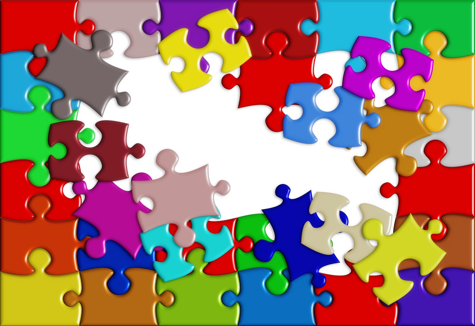 a colorful jigsaw pattern with some missing pieces