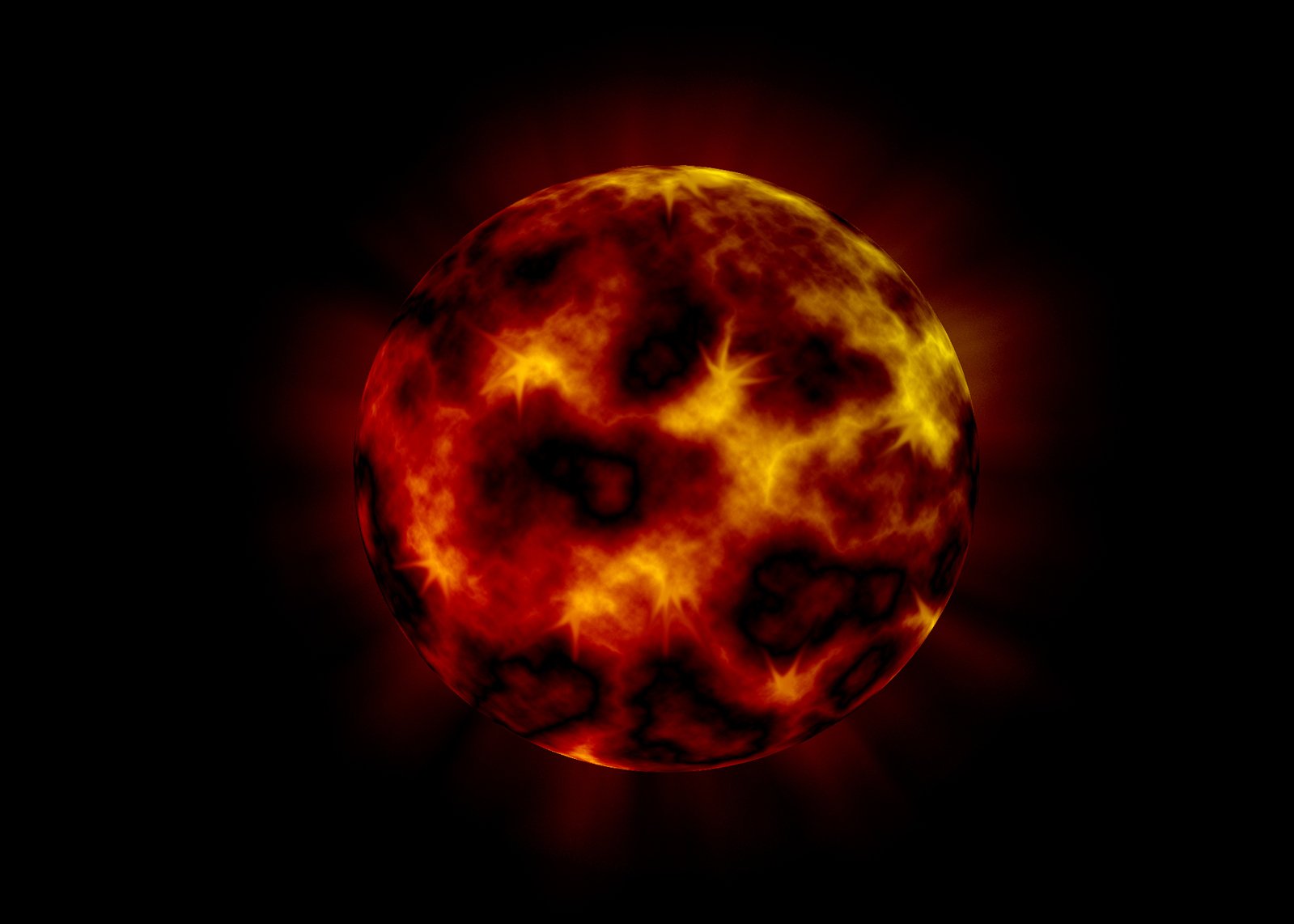 an abstractly designed image of the sun in red and yellow