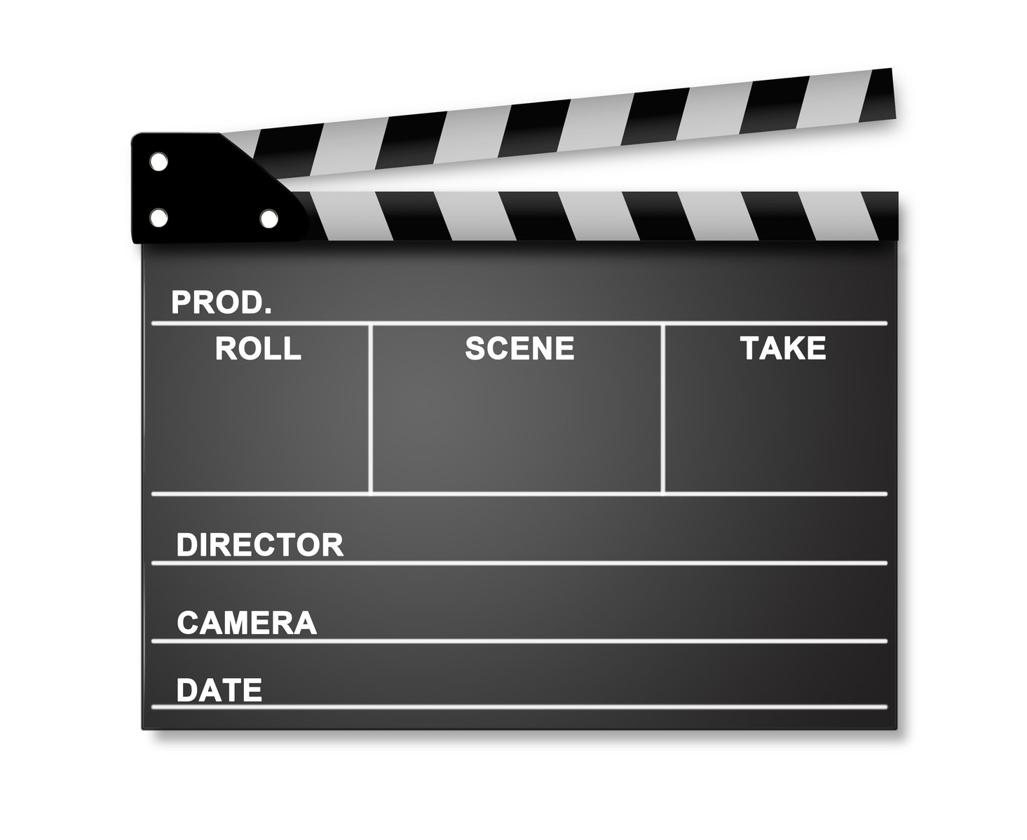 a black and white movie clapper with a piece of paper