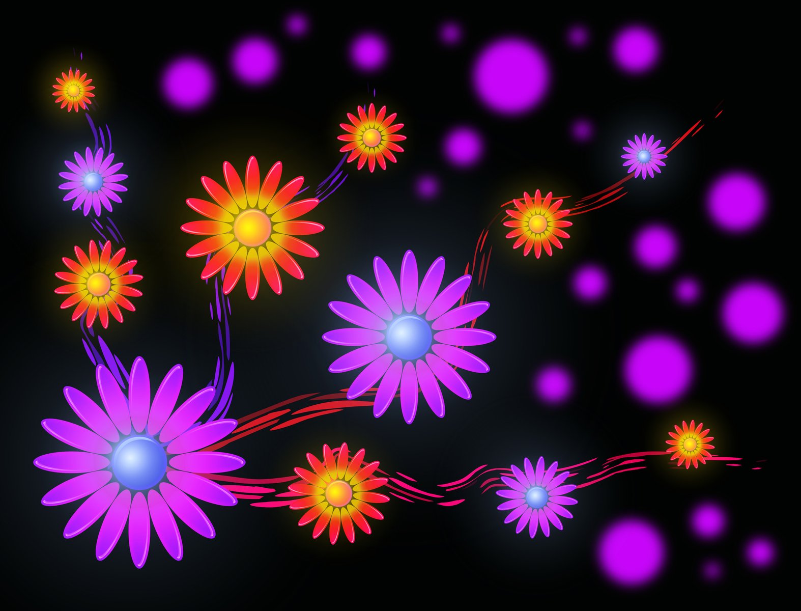 colorful flowers are arranged in bright purple colors