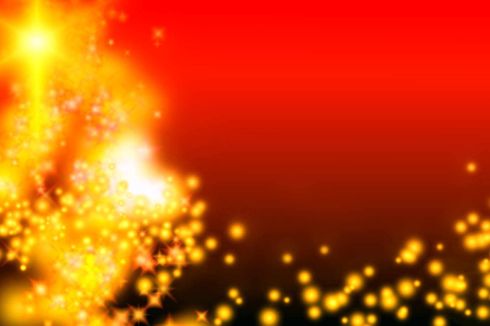 gold christmas tree on red background with sparkles