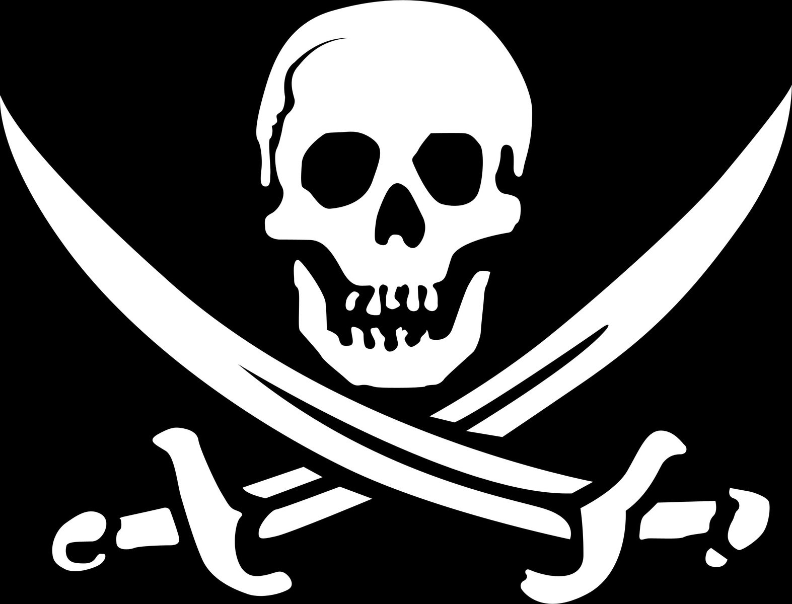 a pirate skull and two crossed swords