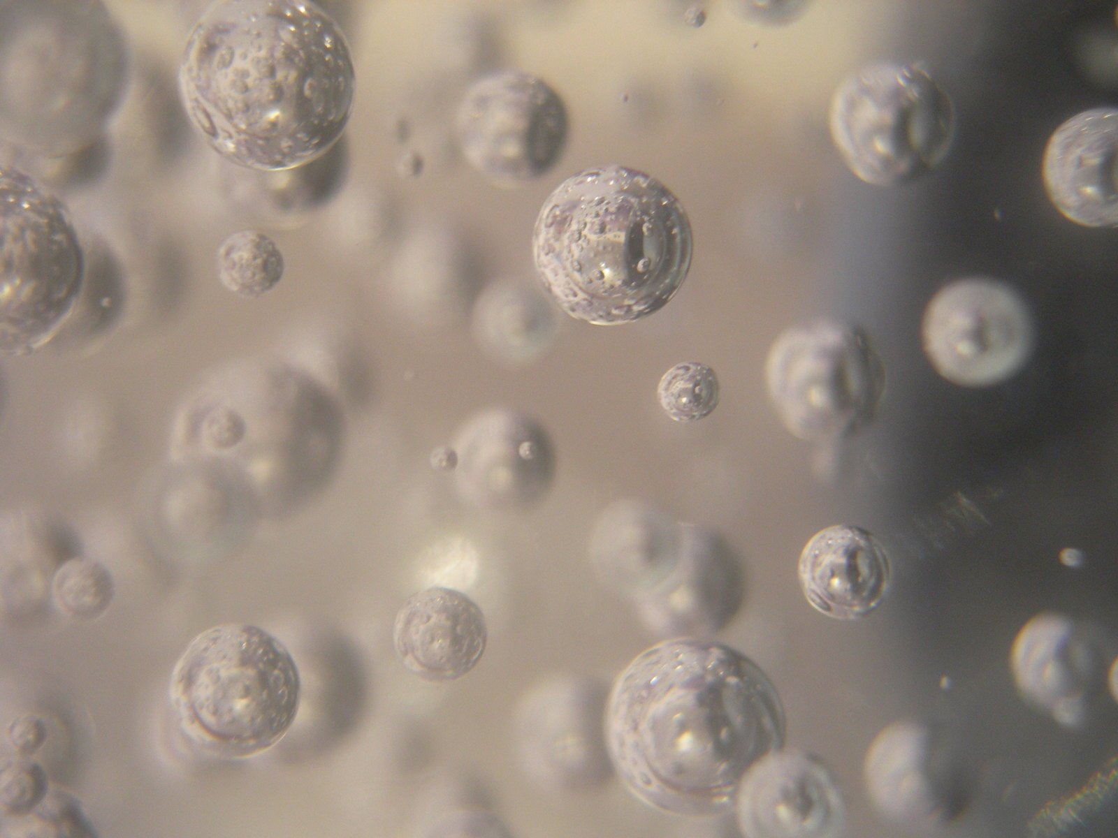 a close up of several circles of water bubbles