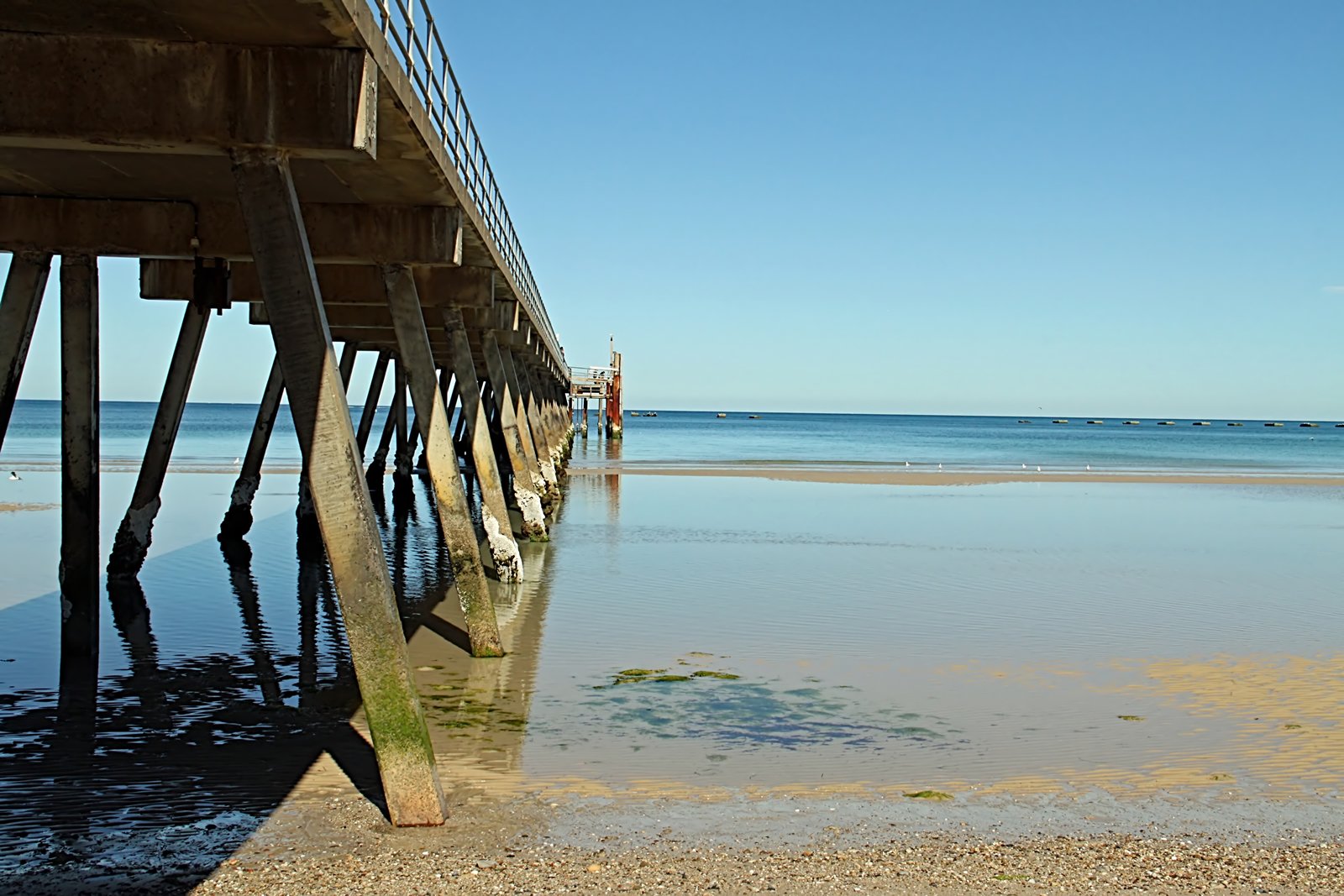 a wooden pier stretching into the water