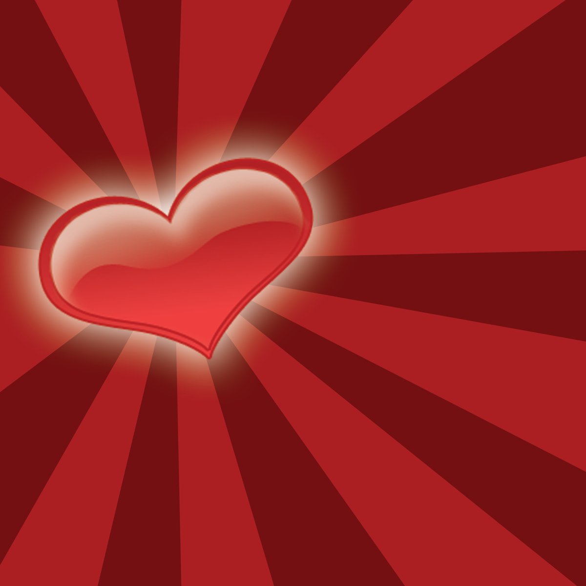 a heart with sunburst background, in a retro fashion