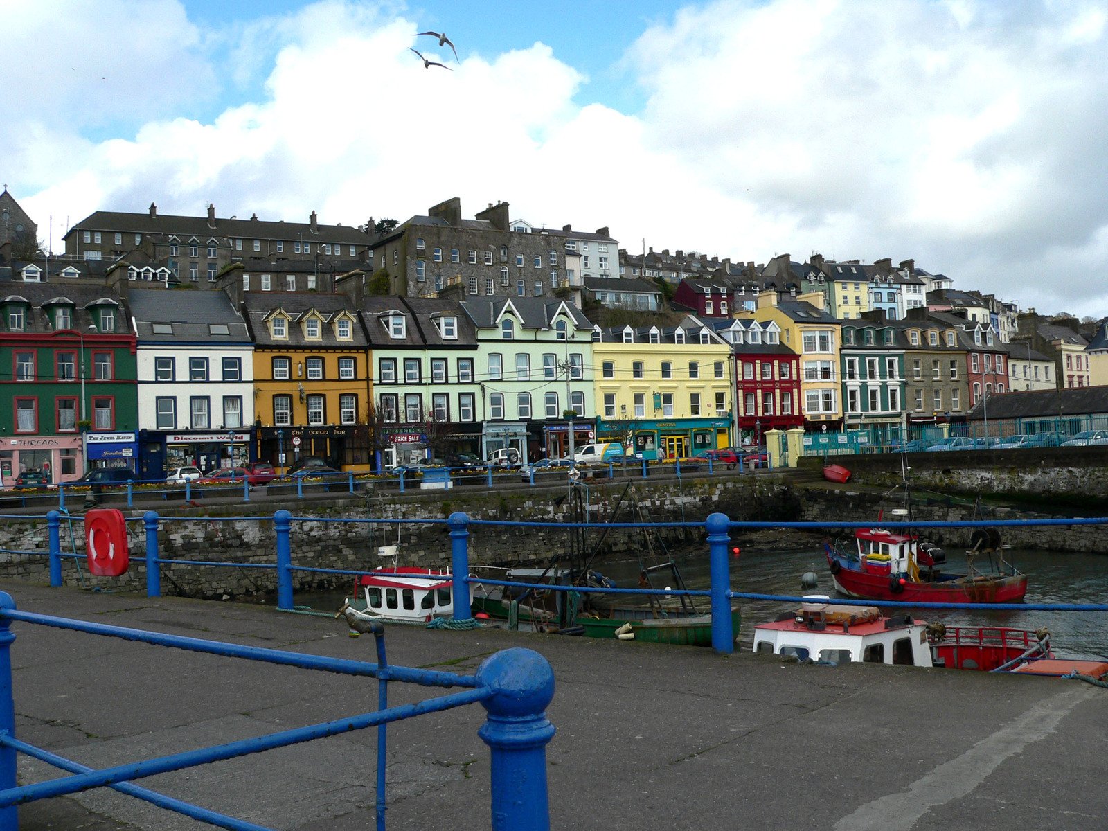 the houses near the river are very colorful