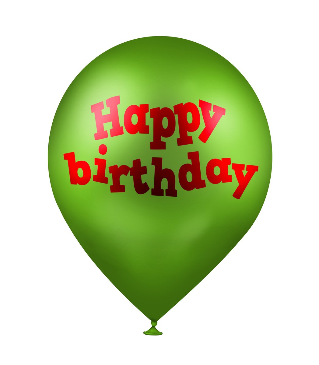 happy birthday message on a green balloon