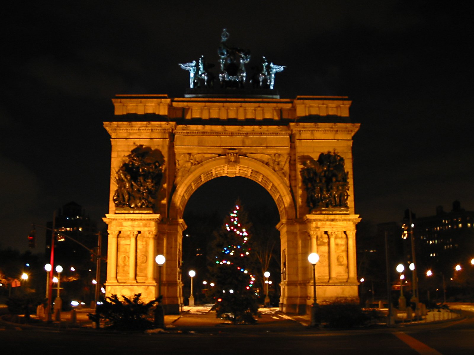 the christmas tree is lit in the city square