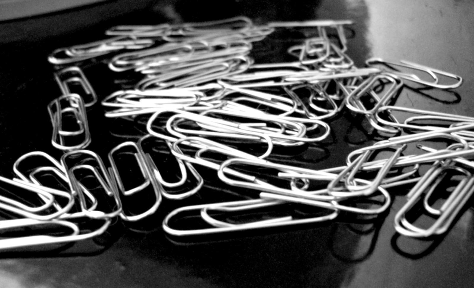 a pile of small pieces of paper clips on a table