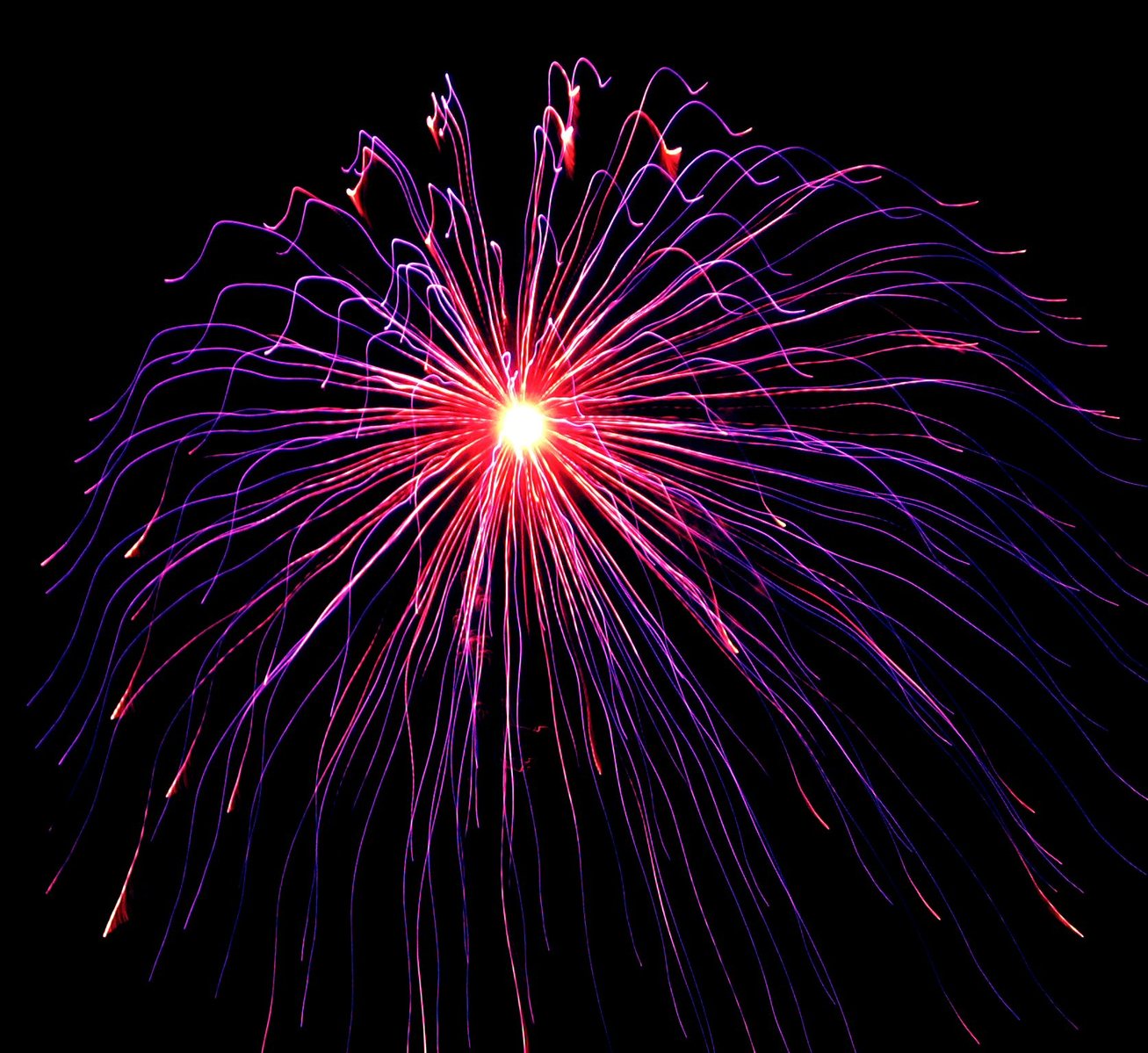 a fireworks display is shown in the night sky