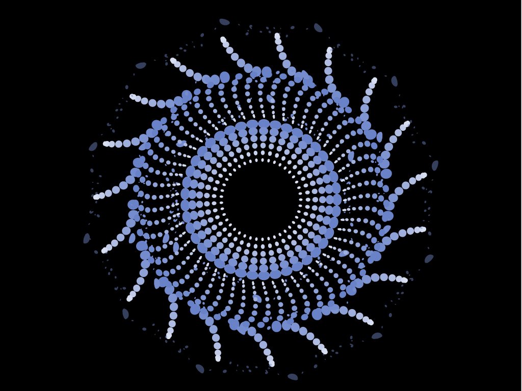 blue and white dots arranged into an eye