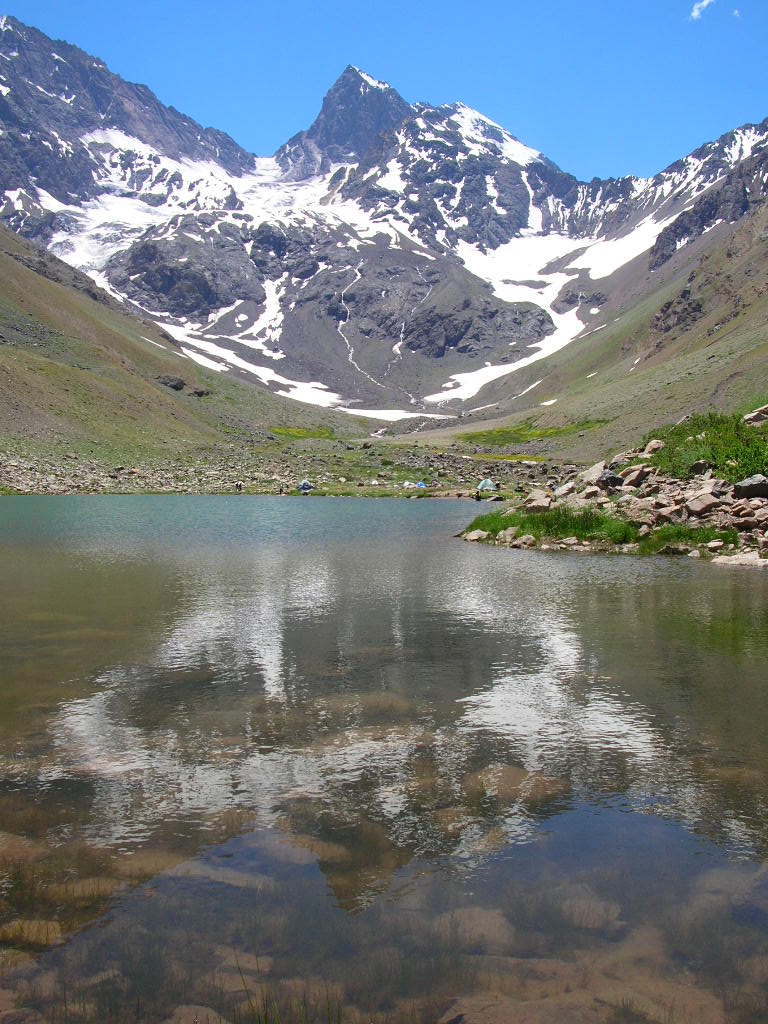 a lake in the mountains reflecting water