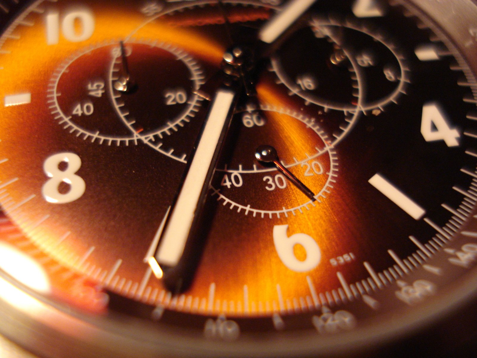 close up view of an analog chronometer watch