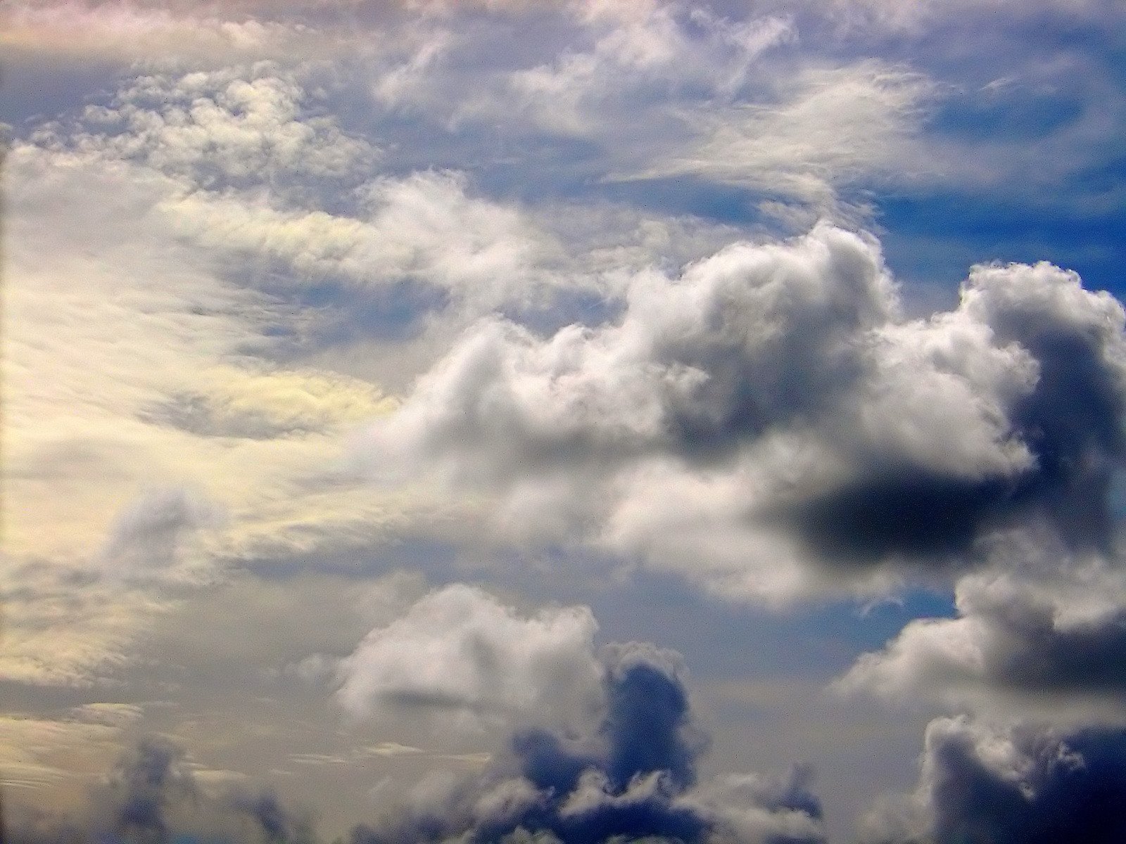 a large white cloud hovers through the sky