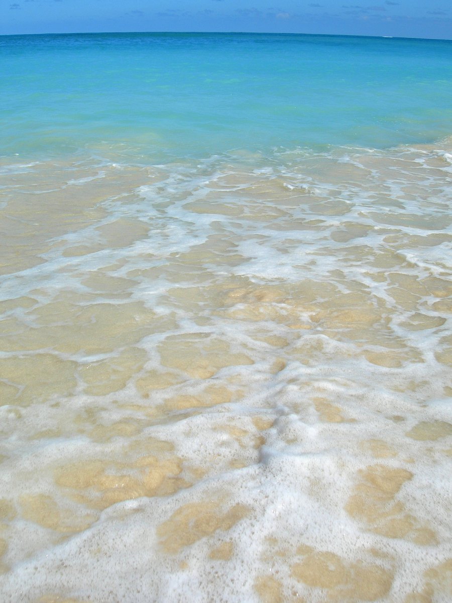 a beach area with a few small waves crashing onto the sand