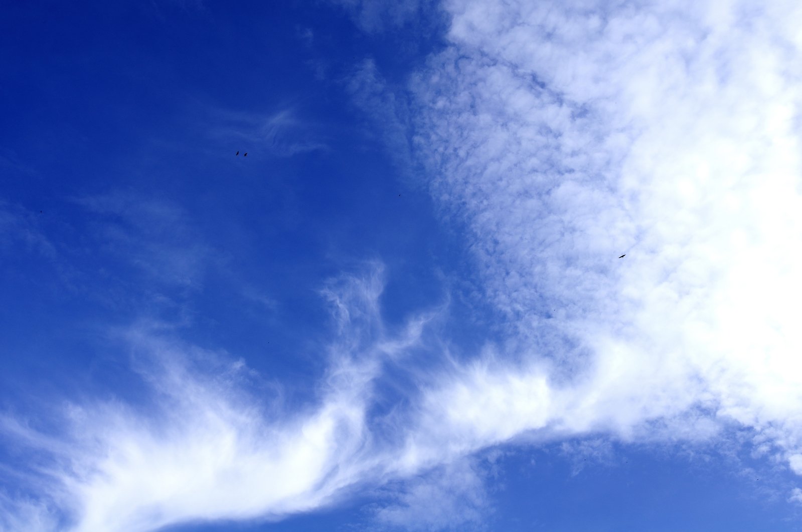 a view of a blue sky with some clouds in the background
