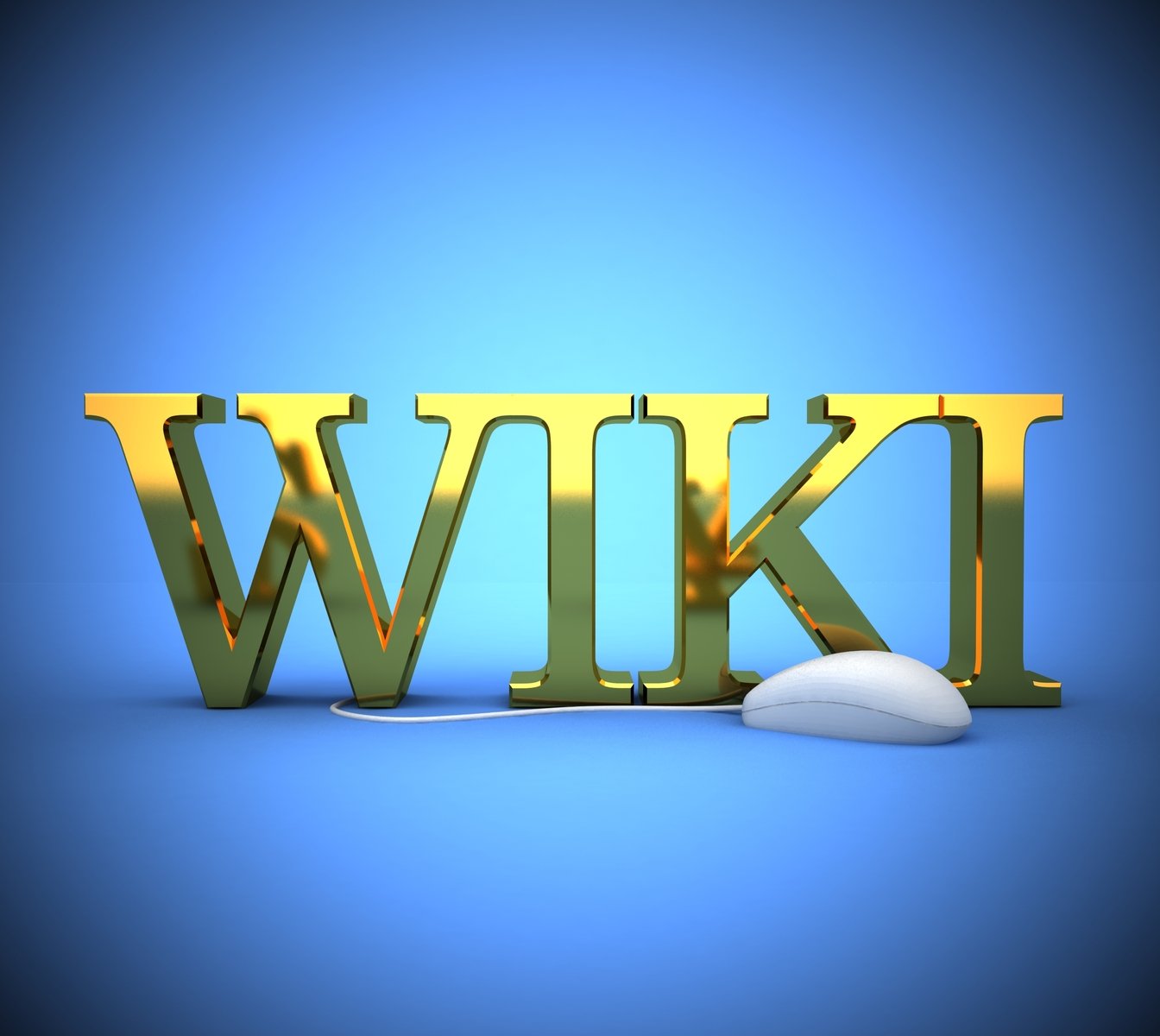 the word wiki with a mouse on top