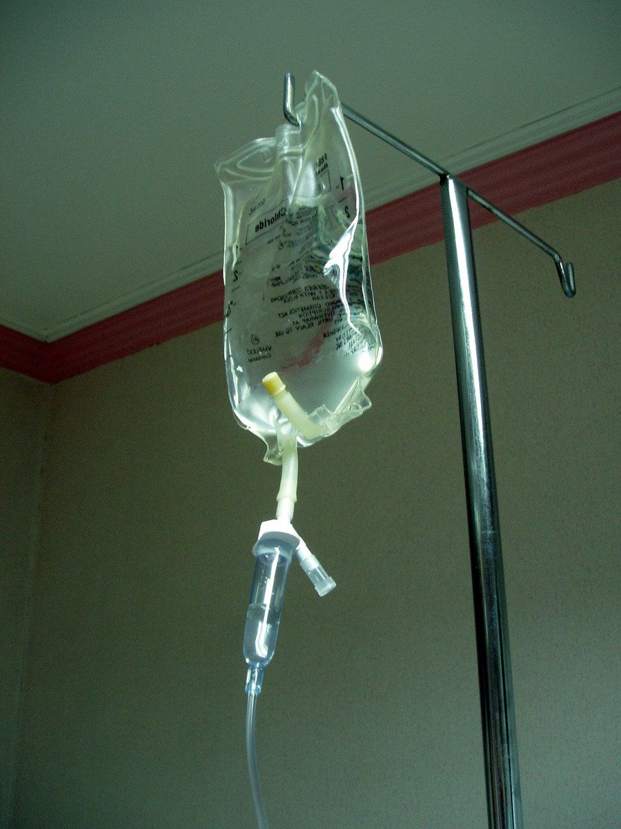 a close up of a iv device in a hospital