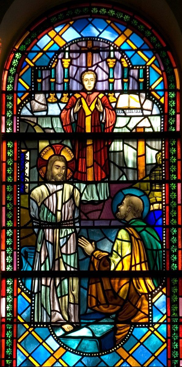 a stained glass depicting the birth of jesus