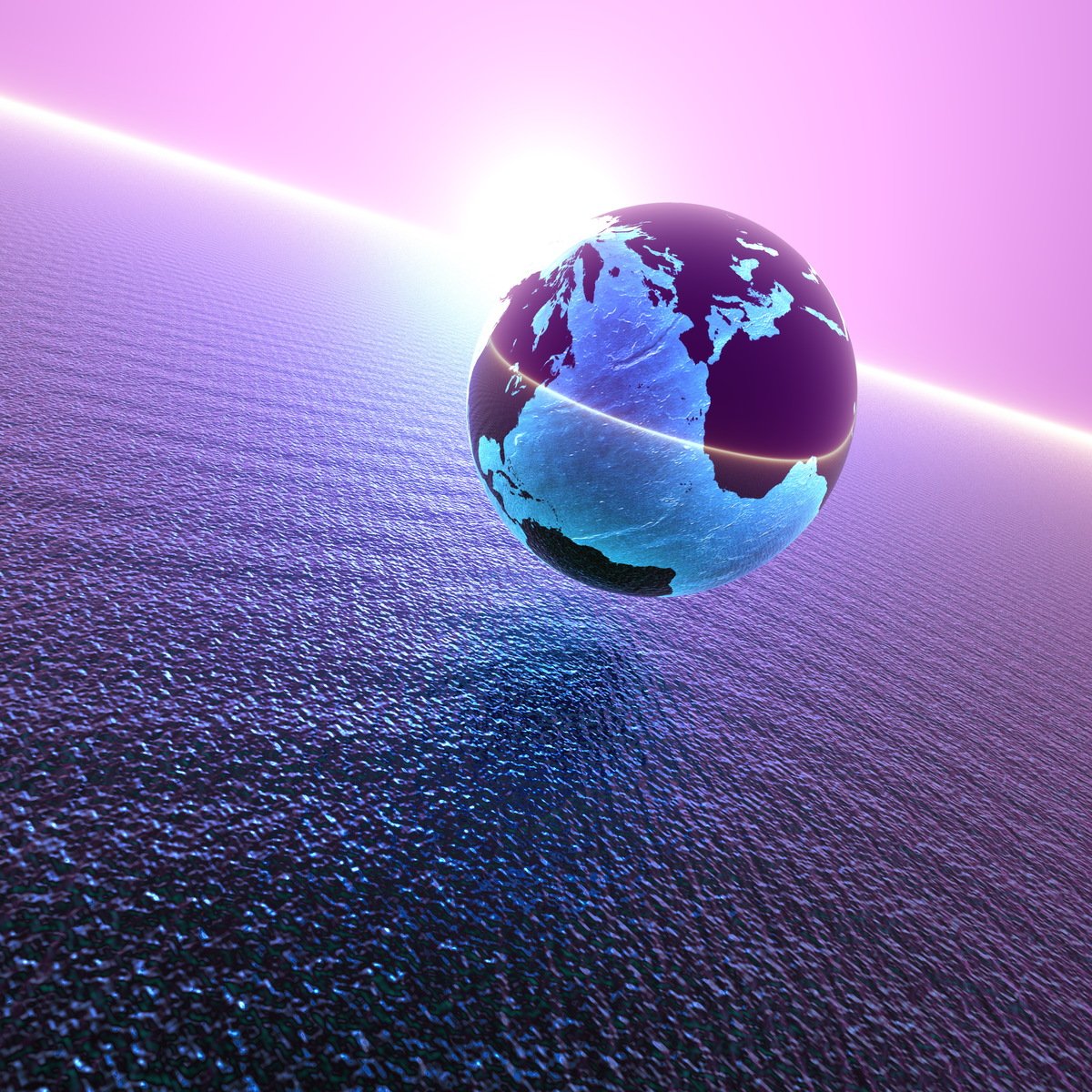 a rendering of a blue globe sitting on a table