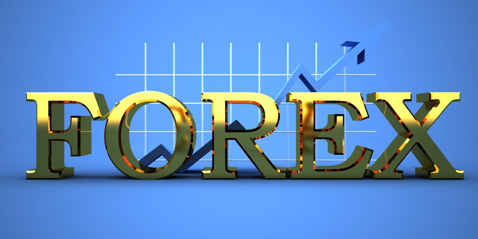 the text forex written with golden letters on a blue background