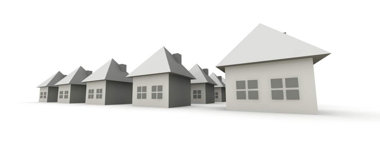 3d model houses with a white background