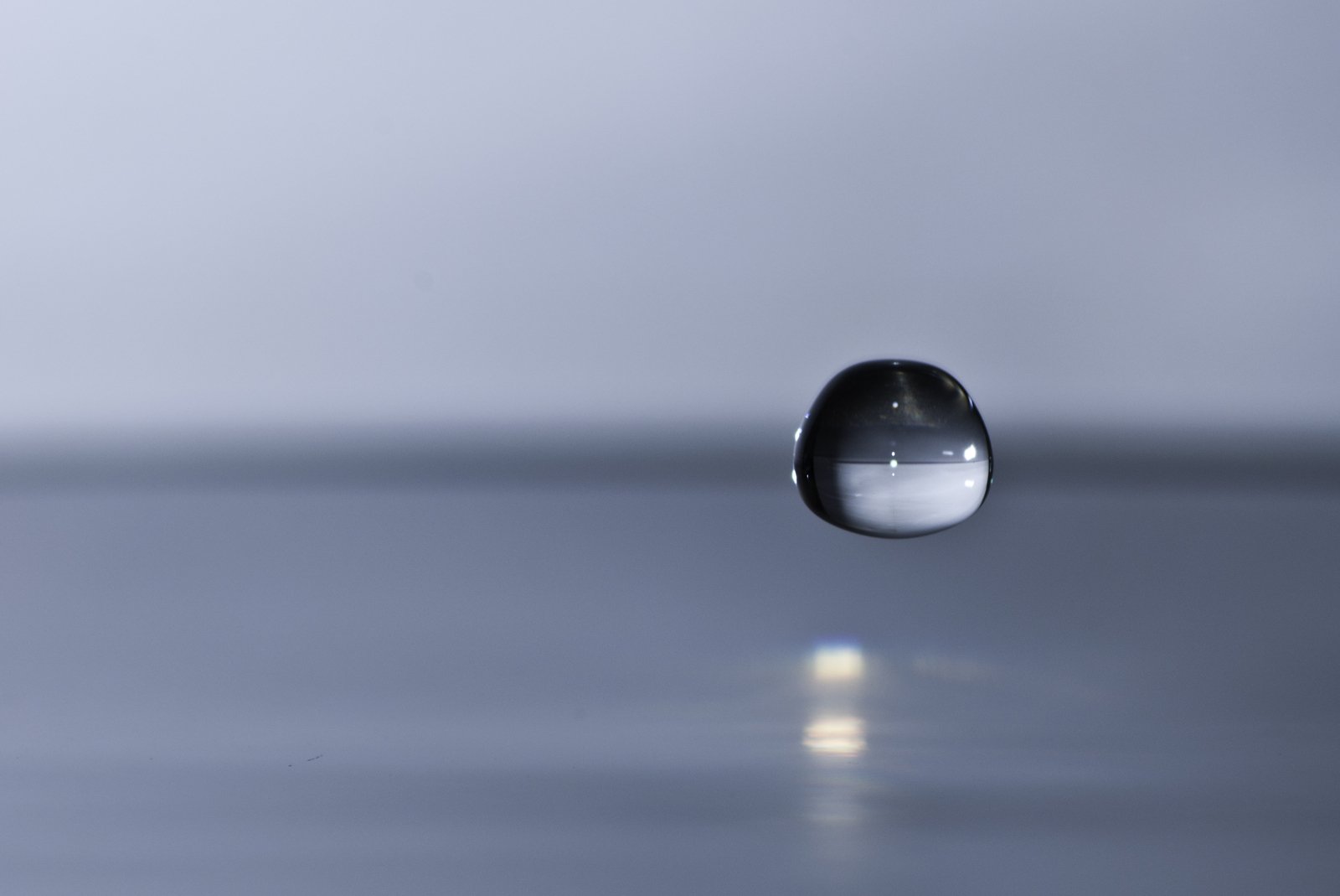 a view through a drop in water
