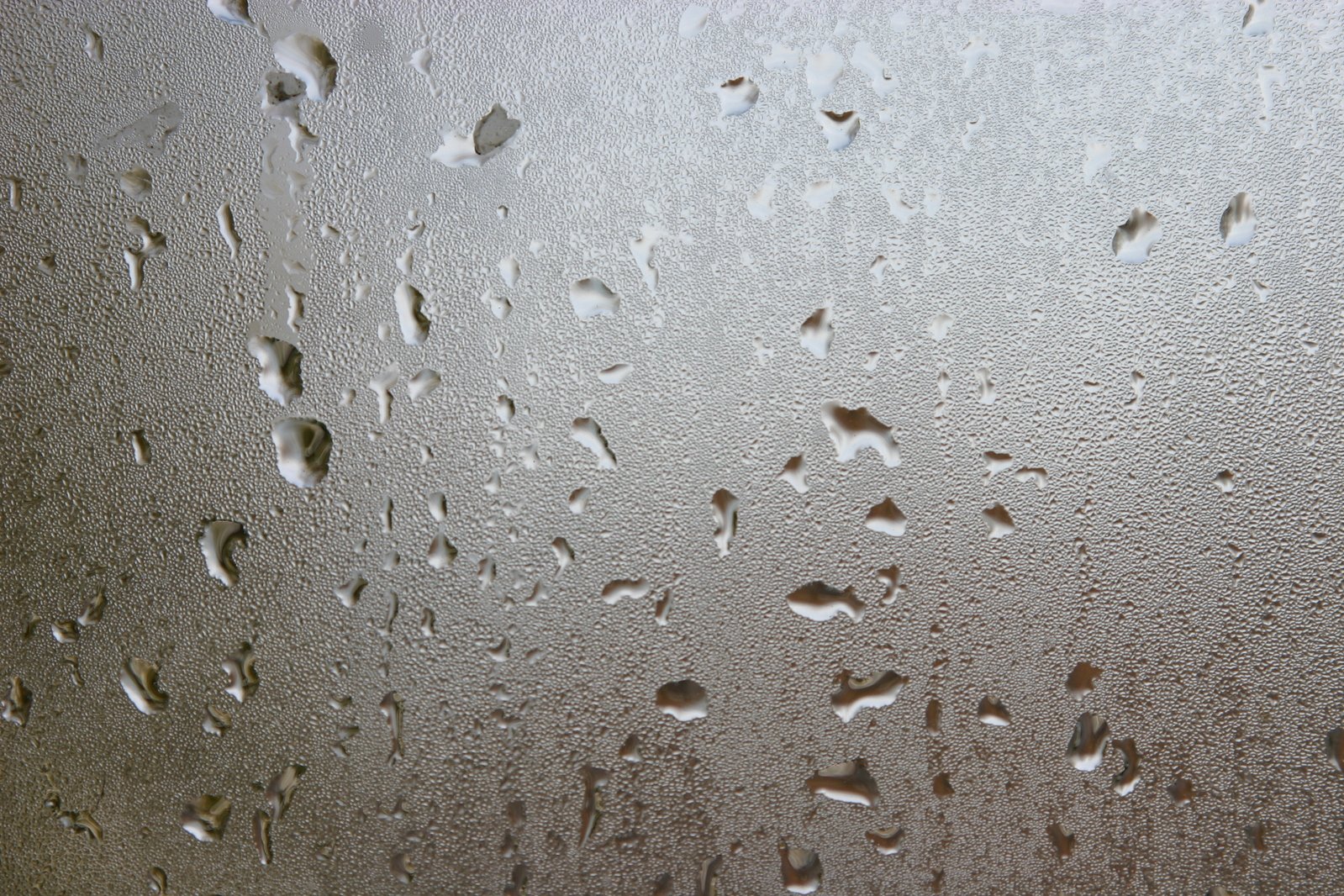 droplets of rain on a glass window during the day