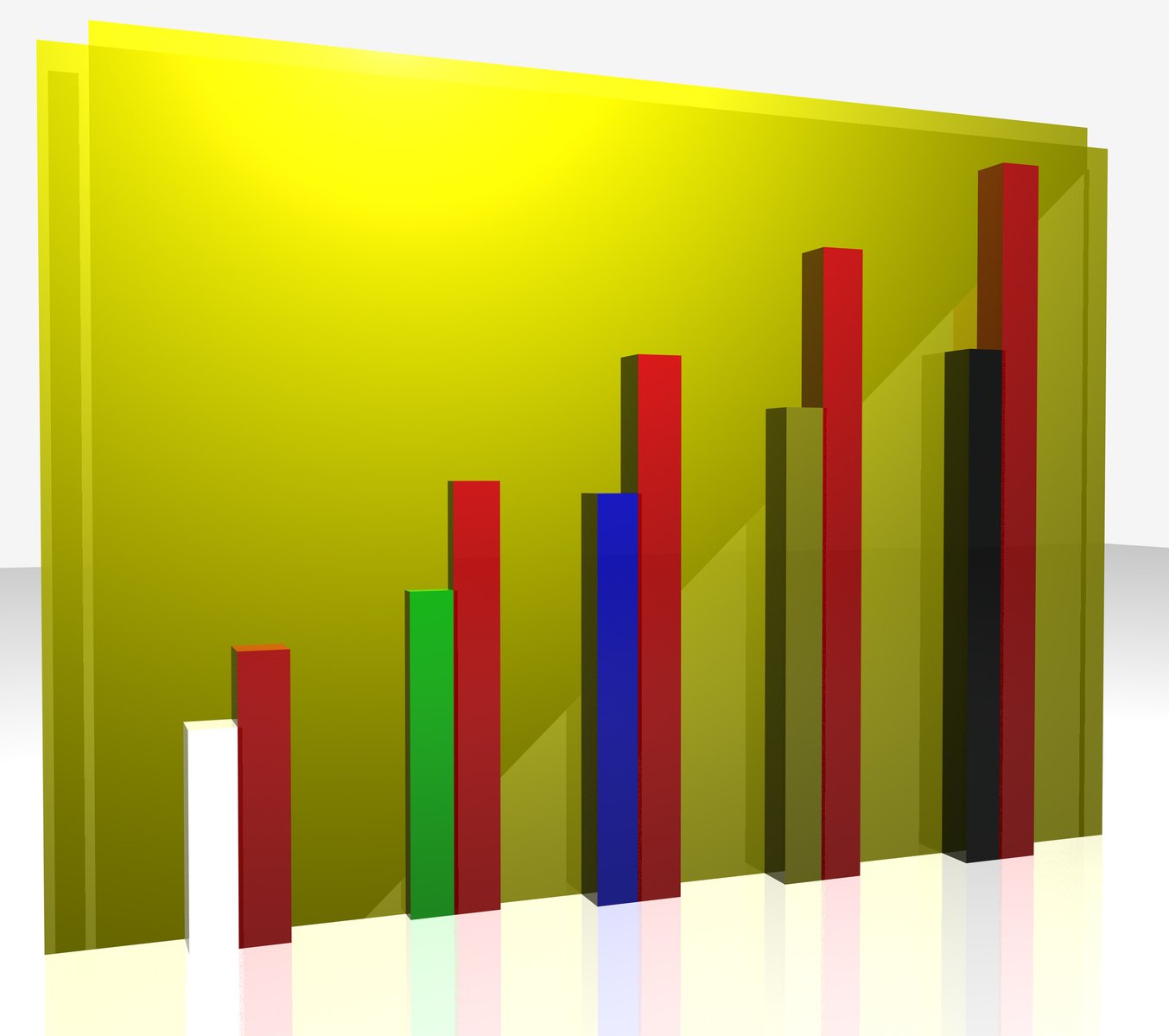 3d bar chart with reflection, reflecting light