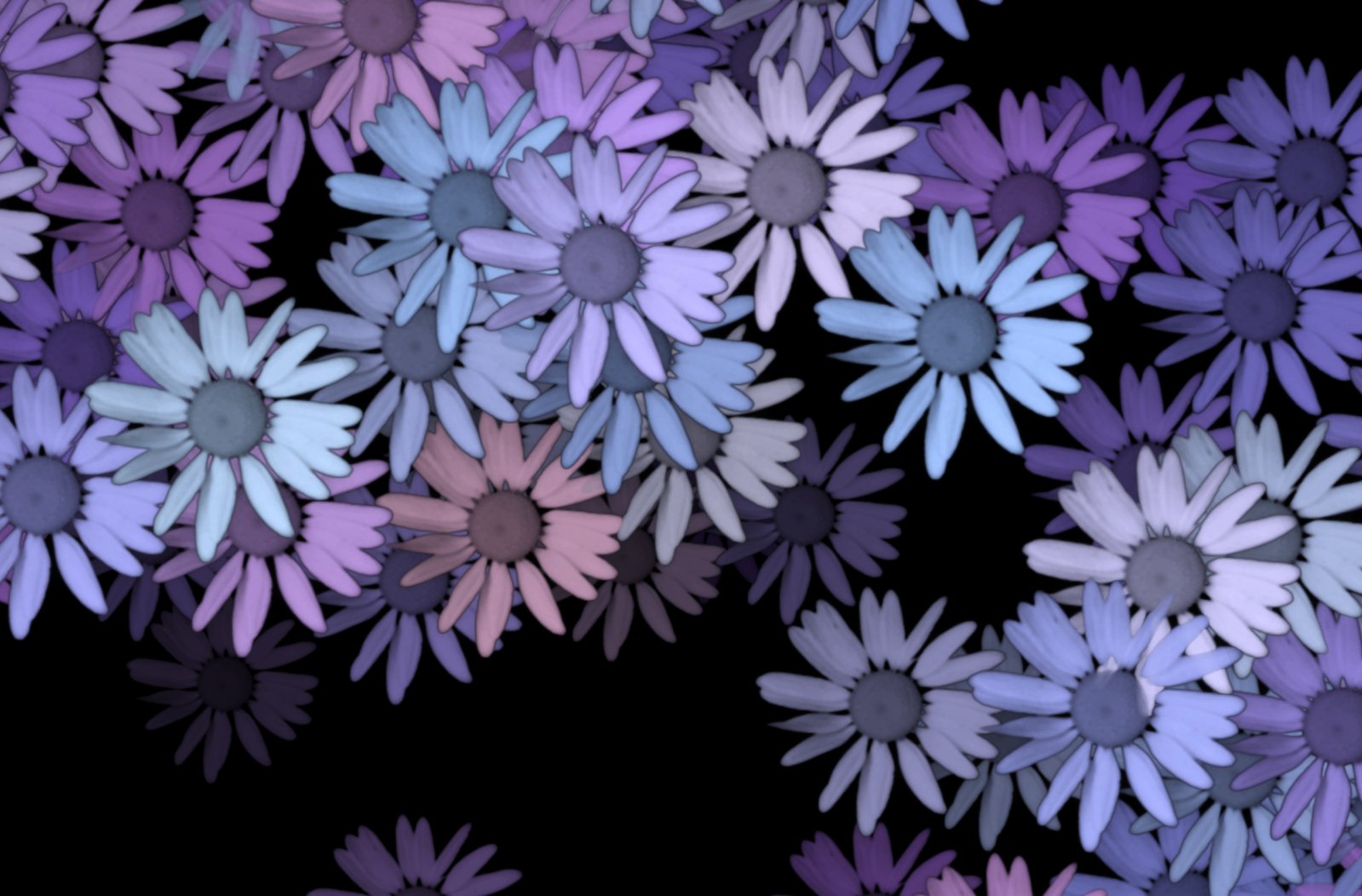 an abstract image of several different colored flowers
