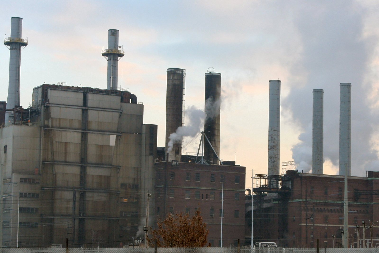 there are smoke stacks of buildings on this day