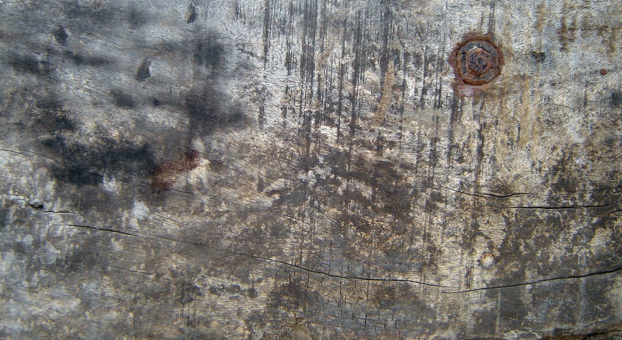 grungy paint has been worn away on a wall