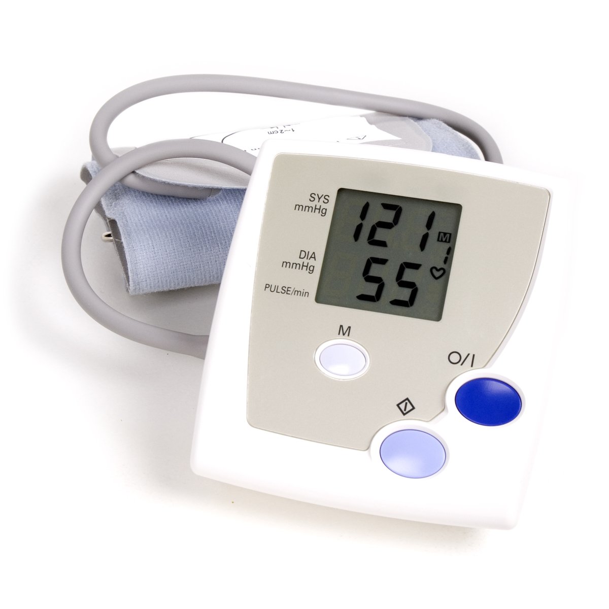 an electronic  pressure meter on a white background