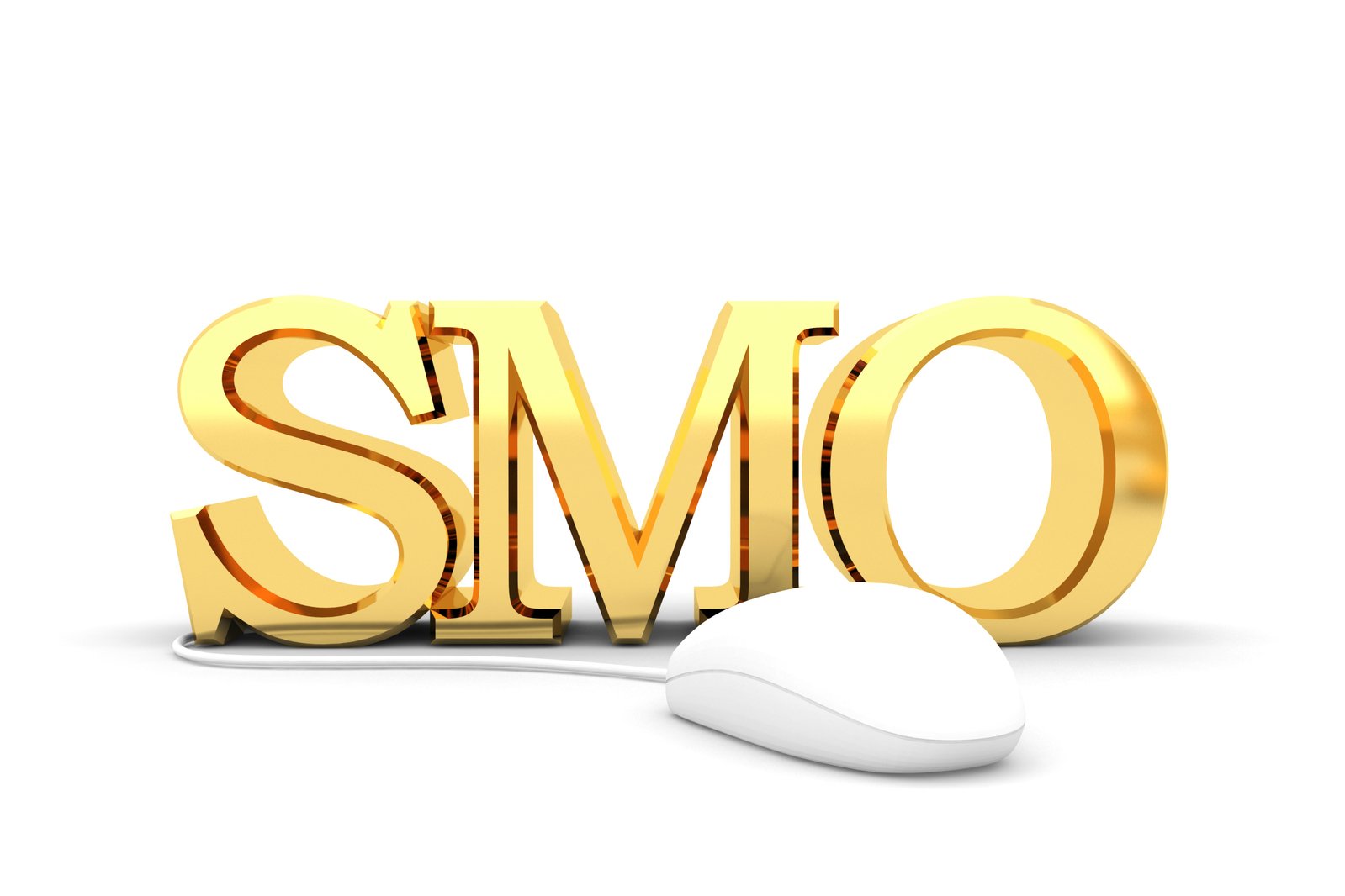 a computer mouse sits in front of the word smo