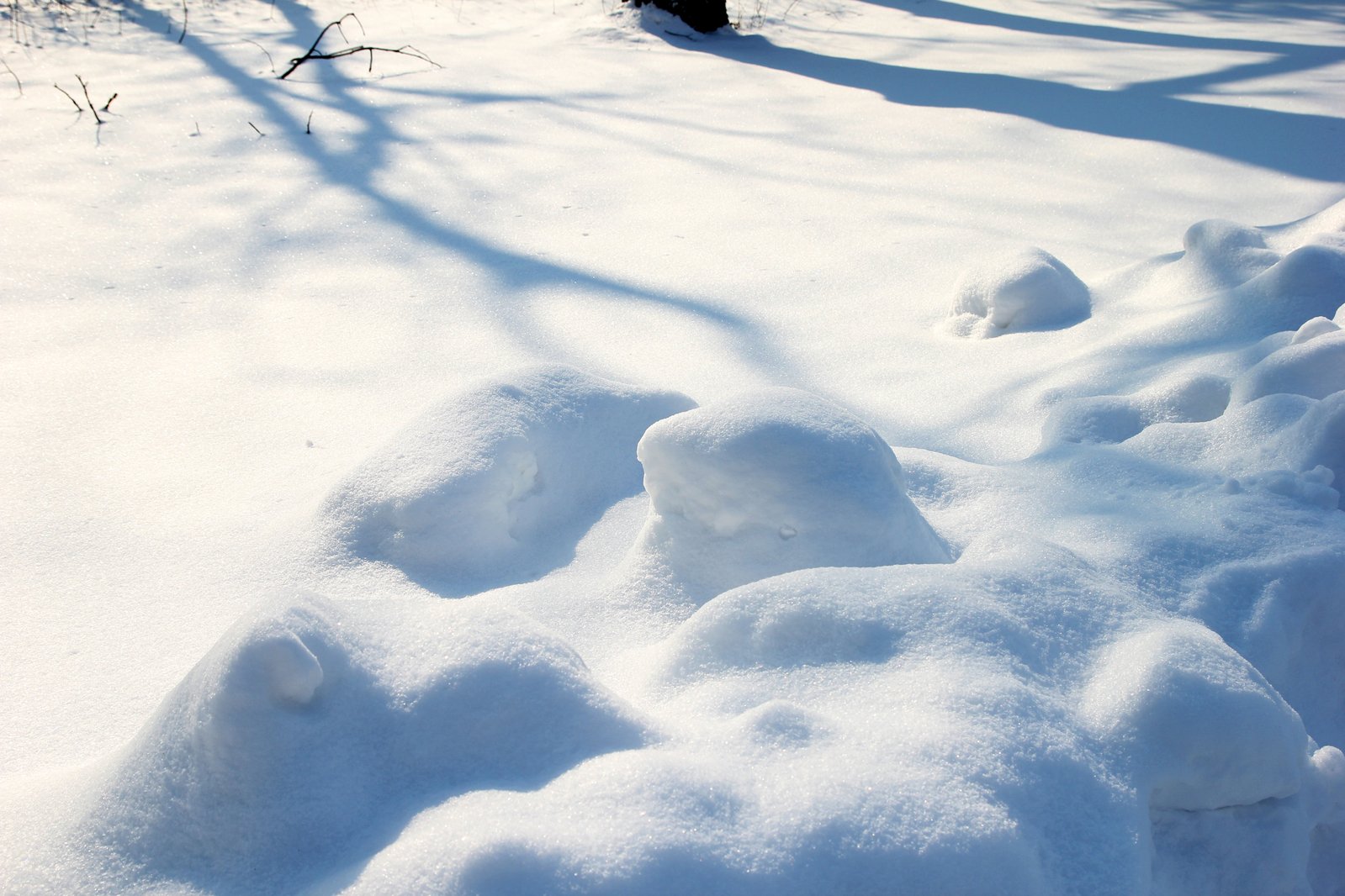 a view of some snow, with footprints on it