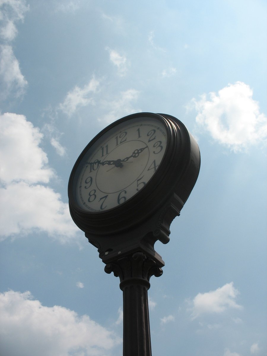 there is a clock on the top of a pole