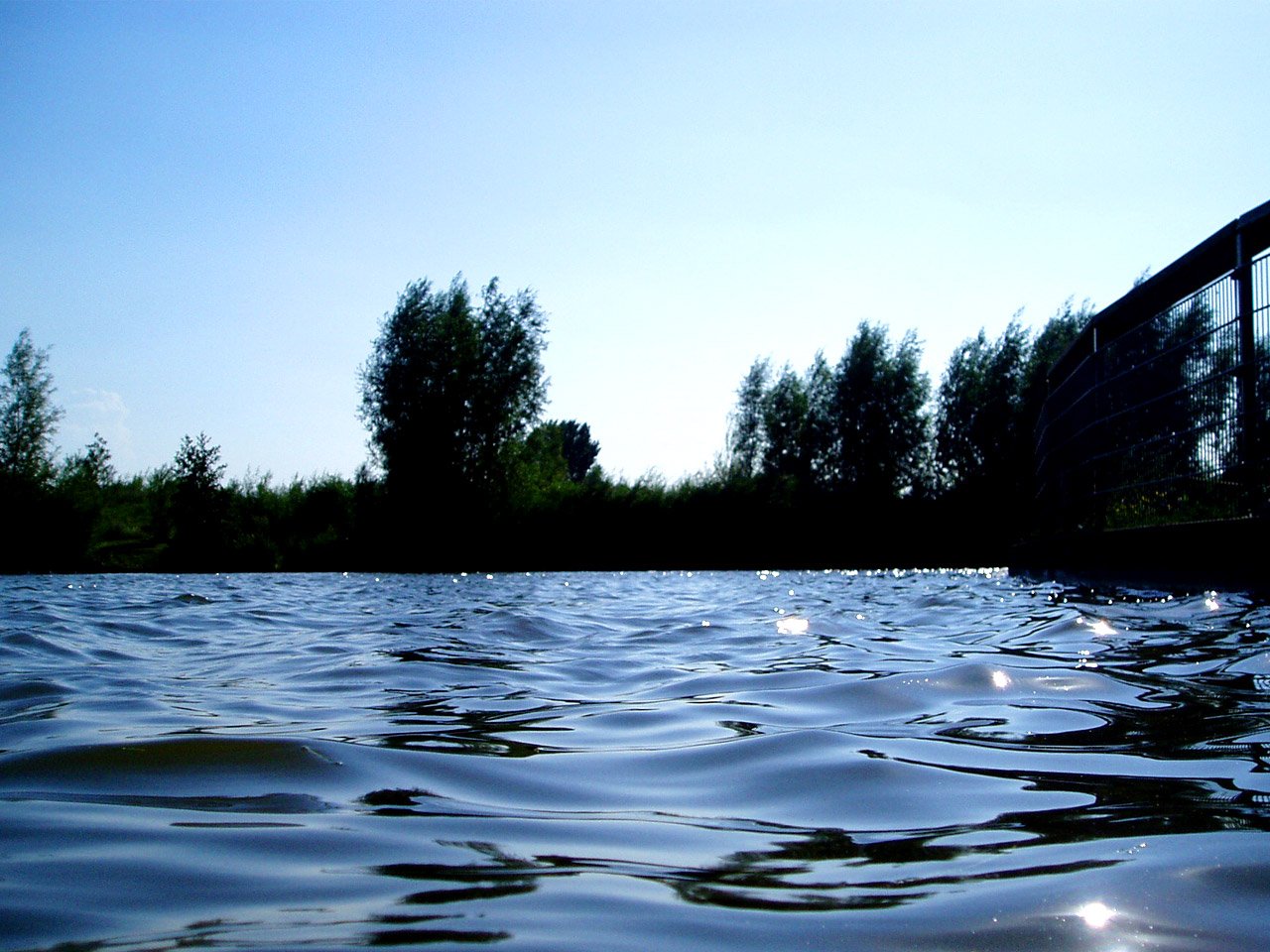 the view of water from a canoe in the lake