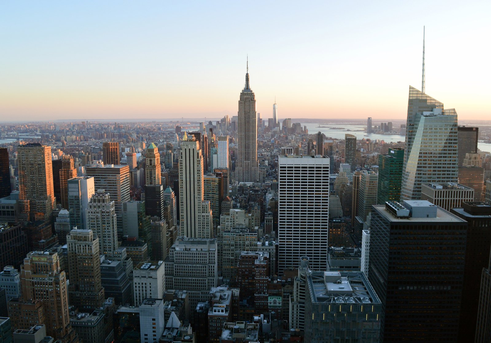 a view from a tall skyscr in new york city