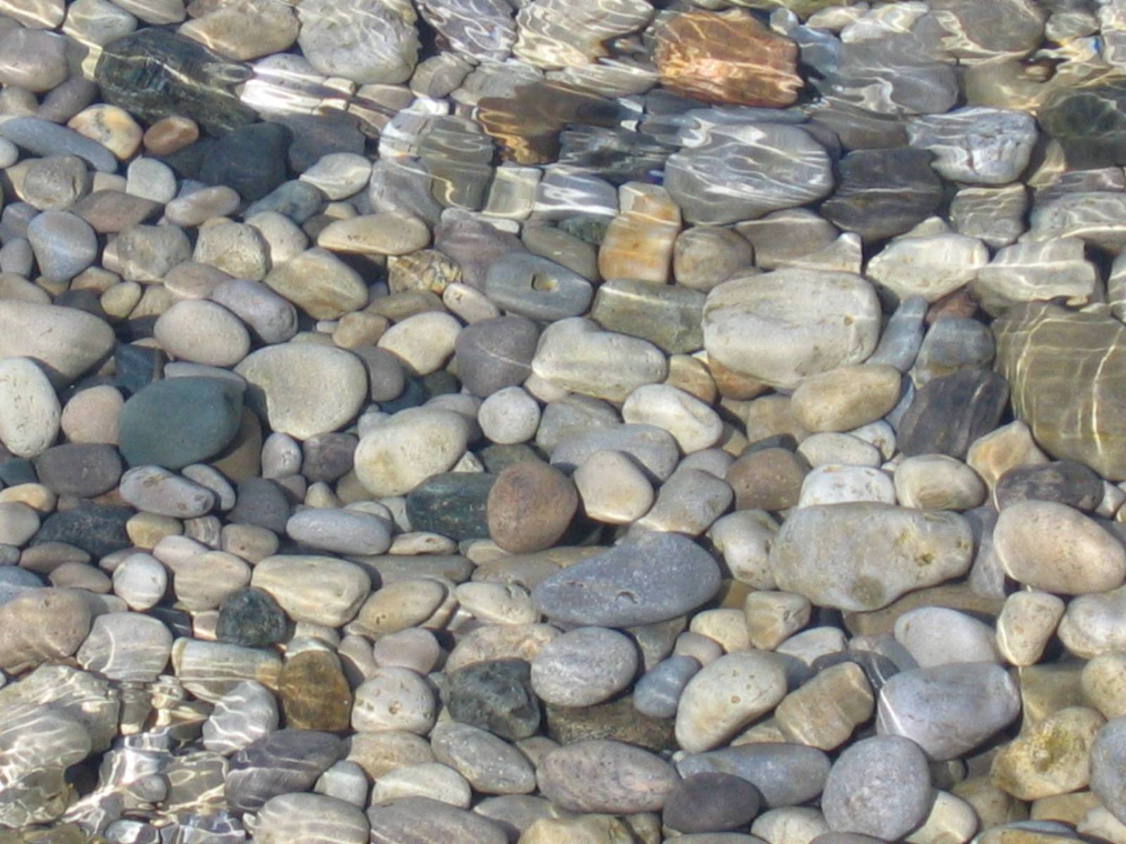 rocks under water and pebbles below them
