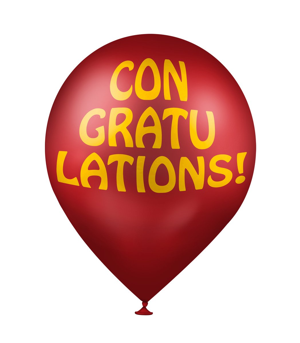 a red balloon with the word congratulations written on it