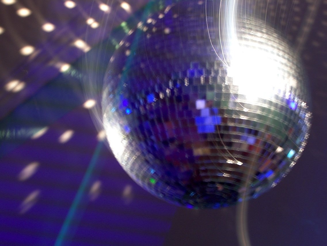 a disco ball hanging from the ceiling