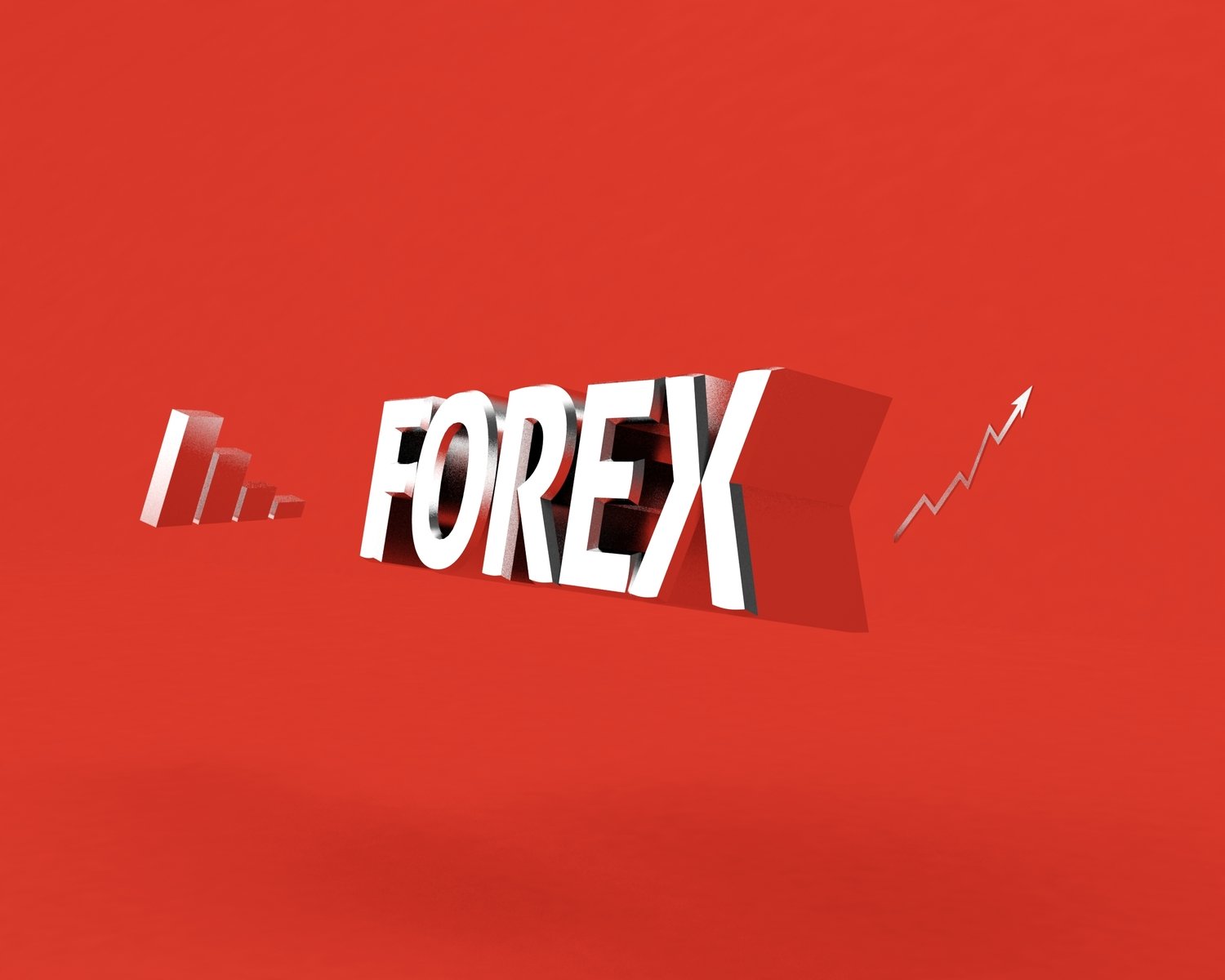 an abstract image of forex on a red background