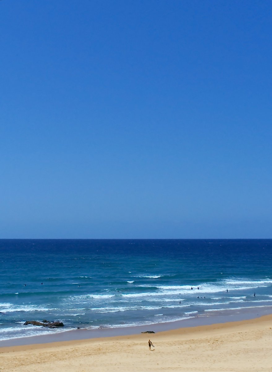 a kite flying over the beach with many people in it