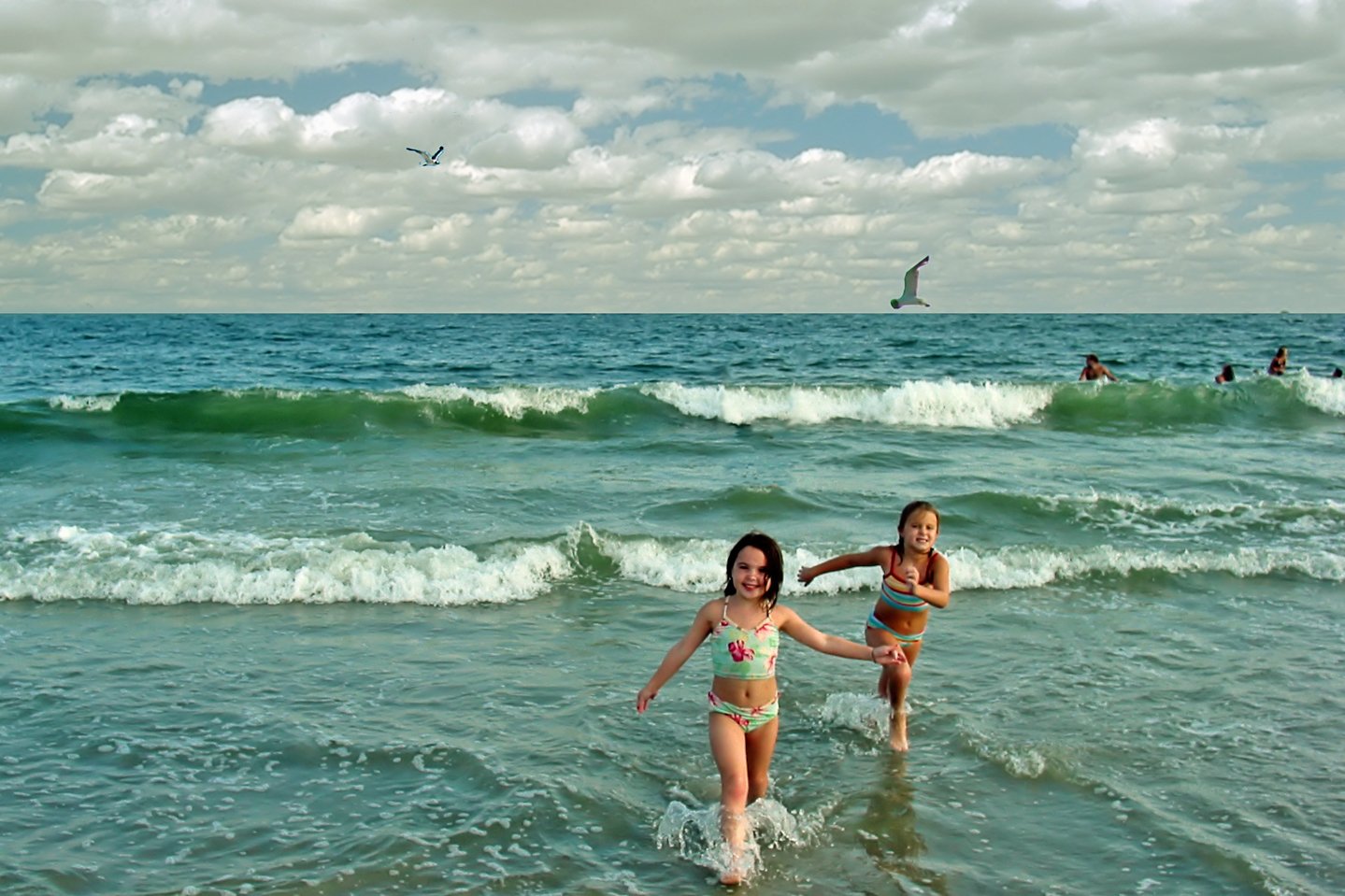 two s in the water at the beach