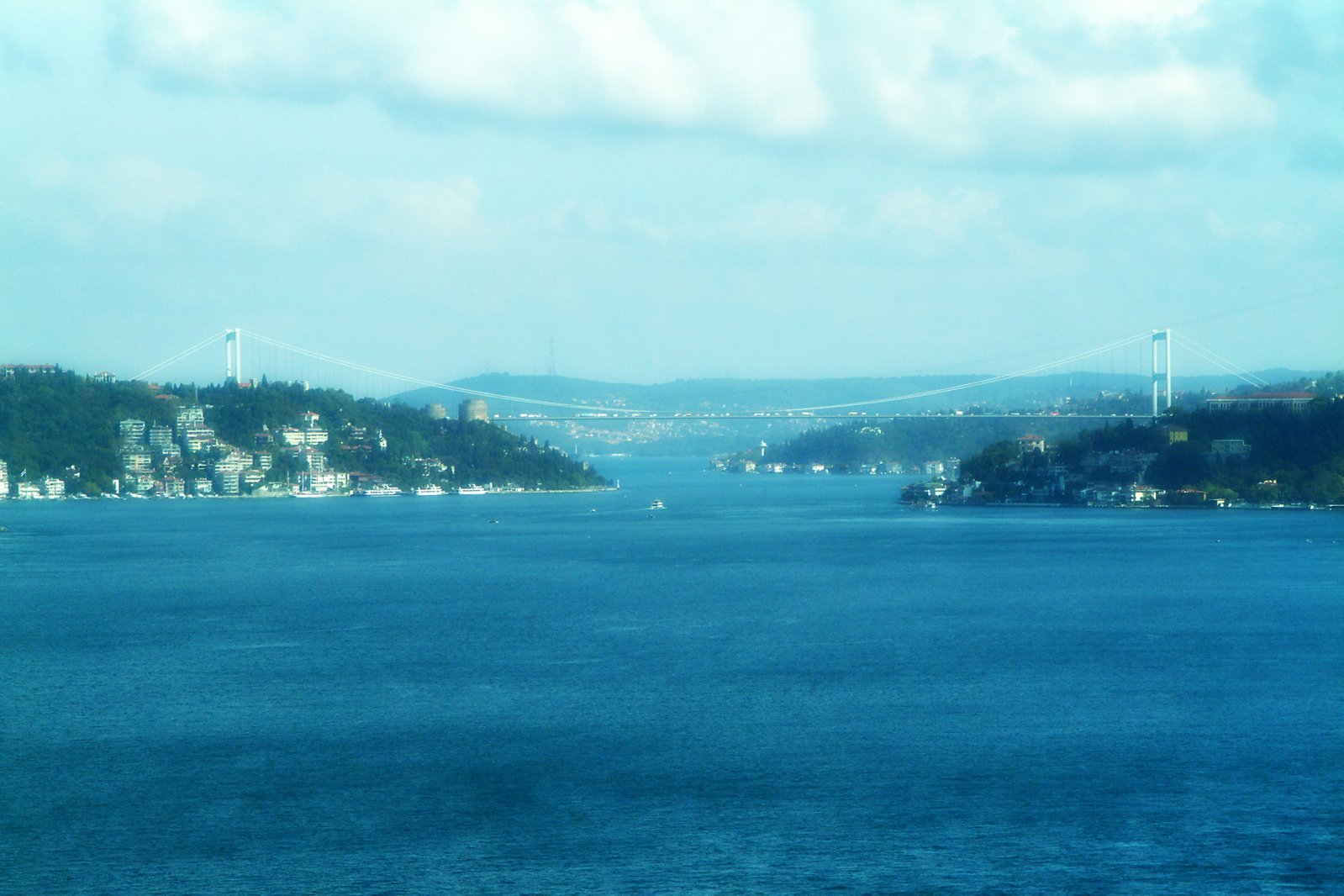 the ocean is blue with lots of calm water