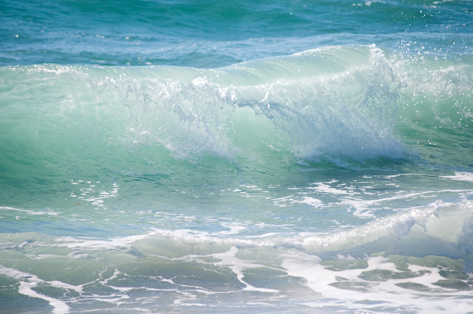 the wave is rolling in on the beach