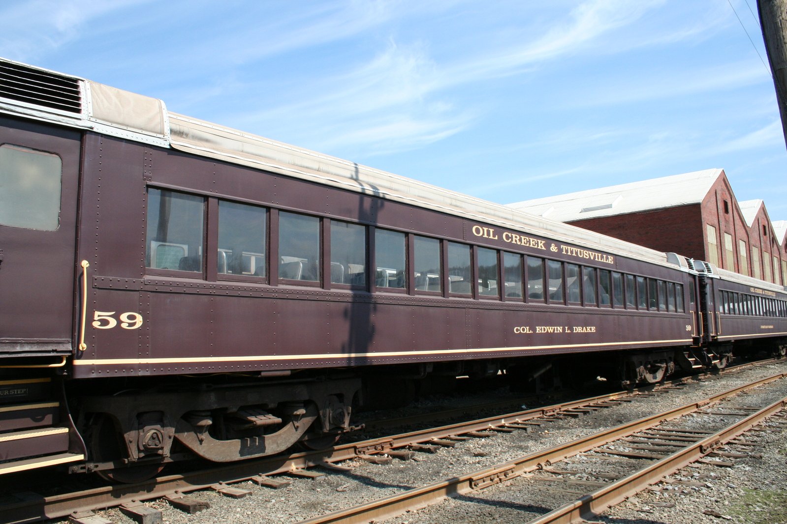 a train is parked at the rail station