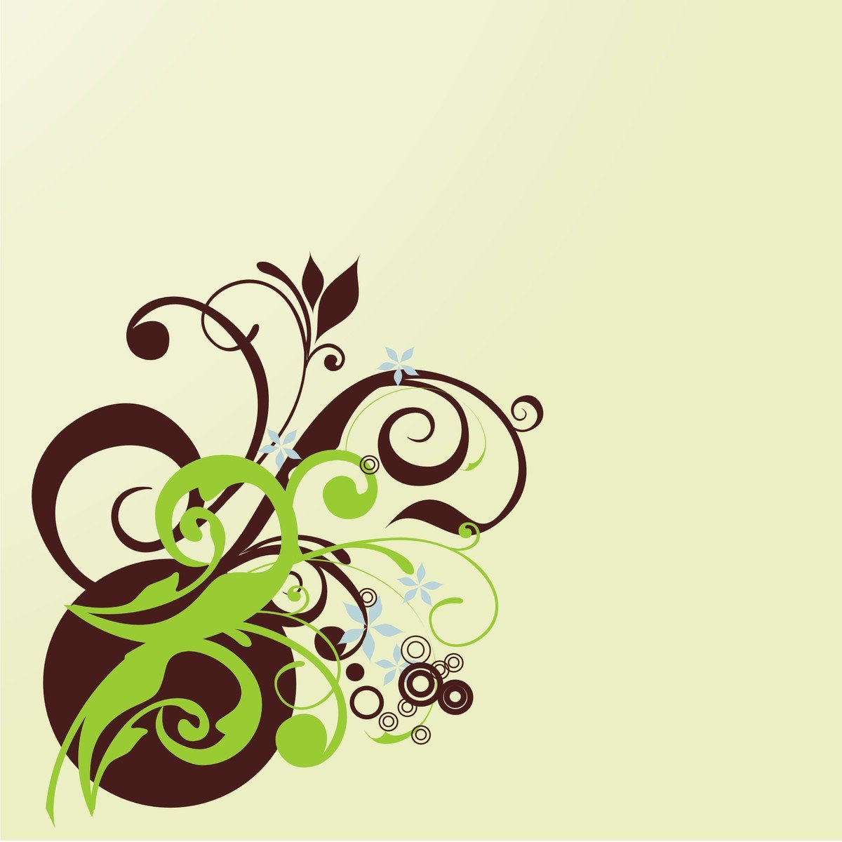 green and brown flower background with floral designs